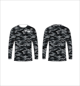 Custom <b>Black</b> Grey Camo <b>Long</b> Sleeve <b>T</b> <b>Shirt</b> Moisture Wicking Performance Athletic Training Sports <b>Shirt</b> Durable Fitness Top - Product Image 1