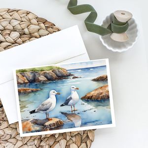 Whimsical Gulls Scavenging A7 Size 5x7 Blank <b>Note</b> <b>Cards</b> Pack of 8 with Envelopes for <b>Greeting</b> or Personal Use - Product Image 2