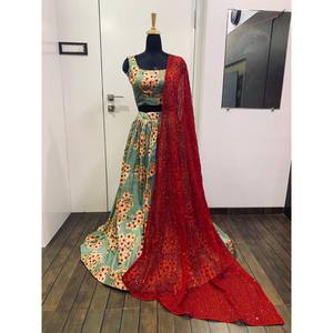 Beautiful Digital Print Lehenga Choli Elegant Evening Party Dress - Product Image 3