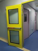 Porte de sortie incendie sans soudure pour salle blanche, grande fenêtre, barre anti-panique, construction en acier étanche, ouverture latérale électrique, garantie 1 an