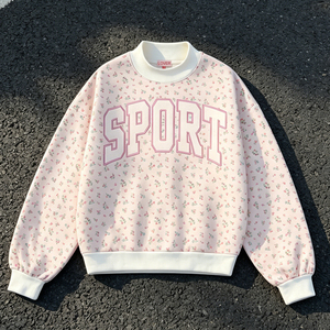 Sudadera de Invierno para Mujer, 100% Algodón Francés, Estilo Urbano, Personalizada con Estampado DTG Rosa, Apliques Bordados, Cuello Alto Holgado - Product Image 6