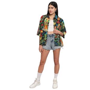 Ensemble short en jean imprimé à boutons pour femme, tenue de pyjama tricotée, respirante et à séchage rapide, idéale pour l'été - Product Image 3