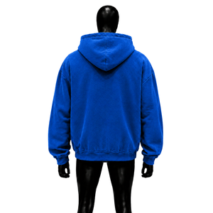 Sweat à capuche zippé bleu décontracté pour homme - Cash Talk - Coupe oversize en polaire brodée pour l'hiver - 100% coton - Product Image 2