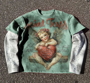 Camisetas de Alta Calidad con Estampado Digital Personalizado al por Mayor, Camisetas de Moda para Hombre con Pedrería en las Mangas - Product Image 1