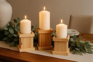Natural Wood Handmade Round Shape Silk Screen Printed <b>Candle</b> <b>Holder</b> for Home Decor & Wedding Parties Customizable Size - Product Image 5