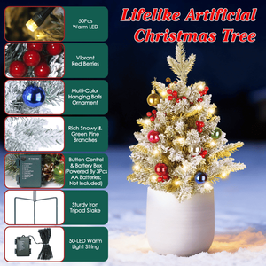 8 Lighting Modes 50 LED Lifelike Mini Tree IP44 Waterproof Battery Operated Christmas <b>Lights</b> Auto 6H/18H <b>Timer</b> - Product Image 5