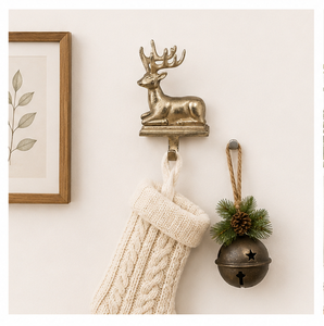 Luxury Gold Reindeer <b>Stocking</b> <b>Holder</b> For Mantle Heavy Duty Weighted Metal Christmas <b>Stocking</b> Hanger Vintage Deer Holiday - Product Image 2