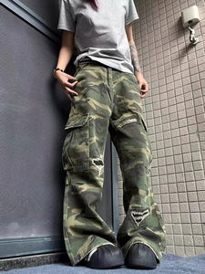 Pantalones Cargo Rotos y Holgados Estilo Y2K para Hombre, Cintura Alta, Pierna Ancha, Múltiples Bolsillos, Estilo Hip Hop - Product Image 6