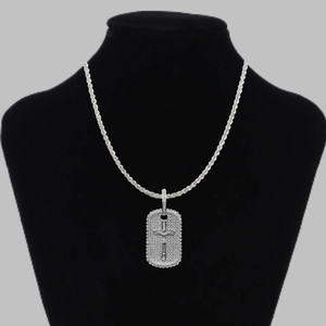 Men's 925 Silver <b>Dog</b> Pendant Necklace With Cross Micro Pave Diamond Hiphop Everyday Wear - Product Image 4