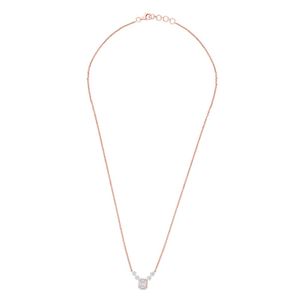 สร้อยคอจี้เพชรทรงมรกตสีโรสโกลด์14K หรูหราเครื่องประดับเรียบง่ายสำหรับเป็นของขวัญครบรอบผู้หญิง - Product Image 2