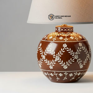 Modern Bone Inlay Table Lantern Aesthetic Floral Inlay <b>Ginger</b> <b>Jar</b> Light High-End Handicraft Decorative Accent Lamp with Custom - Product Image 3