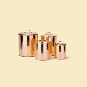 Handcrafted Antique Copper Etched Stainless Steel Canister Set With Airtight Rubber Seal Lids Vintage Food <b>Storage</b> <b>Container</b> - Product Image 5