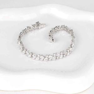 Silver <b>Rose</b> Gold Plated Moissanite Tennis Bracelet Brilliant Cut Channel Setting Geometric Design Trendy Unisex Everyday Wear - Product Image 3