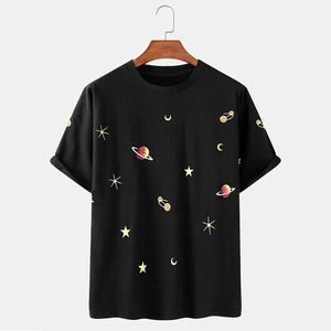 T-shirt vierge en gros personnalisable 100 % coton, avec logo sur mesure pour hommes, t-shirts unis imprimés blancs et noirs - Product Image 1