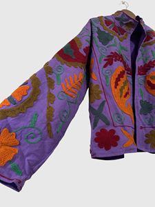 Veste en coton brodée à la main avec des motifs floraux, manches longues, col mandarin, taille plus, style Prairie Chic, vêtements de printemps pour femmes - Product Image 3