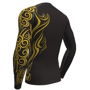 OEM ODM Unisex Rash Guard UPF50+ Full Sleeve Spandex Polyester Sublimation <b>Printed</b> Compression Shirt MMA <b>Surfing</b> Diving Gym Wear - Product Image 3