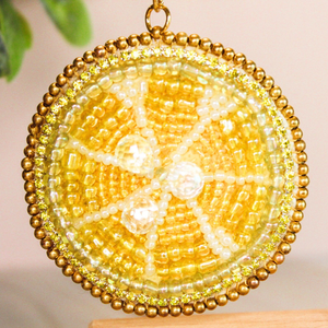 Llavero con Cuentas de Cristal Brillantes en Forma de Rodaja de Limón, Ecológico, Impermeable, Duradero, Bonito Adorno para Bolsos, Carteras y Regalos - Product Image 5