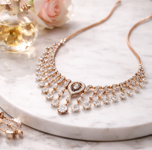 Collier pendentif halter en or rose 14 carats plaqué or, diamant certifié IGI, pour femme, bijoux d'anniversaire - Product Image 4