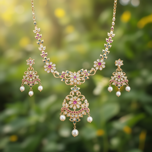 Floral Necklace <b>Set</b>-Simple Fashion Jewelry Alloy Silver Plated with <b>Crystal</b> & Rhinestone Women's Casual Party Jewelry - Product Image 3