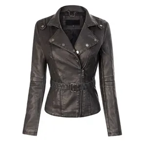 숙녀 블랙 컬러 최고의 정품 가죽 오토바이 재킷 오리지널 가죽 자켓 매우 합리적인 가격으로 제공