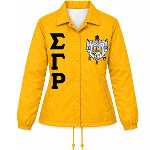 Veste à fermeture éclair intégrale personnalisée avec motif de crête et lettres de la sororité grecque Sigma Gamma Rho, design ligne croisée noire, vêtement universitaire - Product Image 1