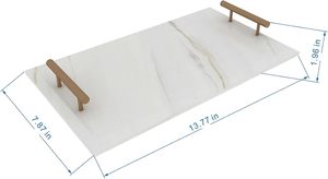 Natural Marble Decorative <b>Tray</b> with Metal Handle Handmade <b>Vanity</b> Jewelry Organizer - Product Image 4