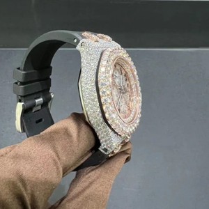 Montre chronographe à quartz avec strass, cadran octogonal de 45 mm, bracelet en caoutchouc, style luxueux pour homme - Product Image 4