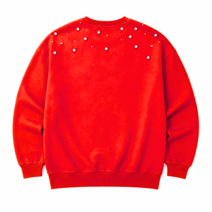 Delta |   Sigma |   Sudadera de Mujer Theta con Adornos de Perlas, Letra Griega Bordada, Cuello Redondo, Manga Larga, Estilo Casual - Product Image 5