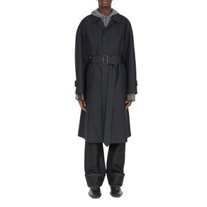 Nuevo Abrigo Largo para Hombre, Estilo Gabardina, Otoño Invierno, Color Sólido, Resistente al Frío, Cuello Alto Estampado, Casual, 100% Algodón - Product Image 1