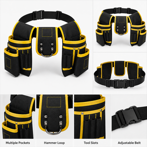 Customizable Heavy Duty Waist Tool Bag with Multiple Pockets Adjustable Belt <b>Hammer</b> <b>Loop</b> for Electrician Carpenter DIY Work Uses - Product Image 3