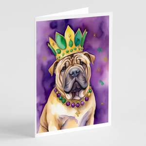การ์ดเปล่าขนาด5x7ขนาด A7แปลกๆพร้อมซองจดหมาย8 Shar Pei King of Mardi Gras - Product Image 1