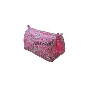 Bolsa de Maquillaje de Gran Capacidad, Ecológica, de Algodón Suave con Borlas, Linda Bolsa Cosmética Portátil con Cierre para Mujer - Product Image 6