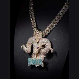 <b>Custom</b> Iced Moissanite Ram Pendant Charm 925 Silver Gold Plated Hip Hop <b>Necklace</b> <b>Name</b> Jewelry for Party - Product Image 2