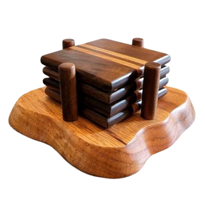 Wooden Square <b>Coaster</b> <b>Set</b> Of 4 Pcs With Wood Finished For Hot & Cold Cover Of Beverage Kitchenware <b>Coaster</b> <b>Set</b> - Product Image 5