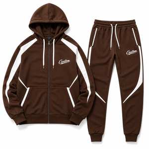 Wholesale Custom Men's Cotton Hooded Tracksuit Set Casual Athletic Jogging Suit Sportswear OEM Training Tracksuit - Product Image 3