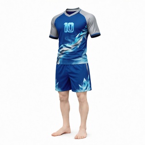 Uniforme de Rugby Azul para Hombre, Número 10, Sublimado, Cuello en V, Manga Corta, Absorbe la Humedad, Corte Regular, para Todas las Temporadas - Product Image 1