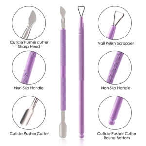 Kit de coupe-cuticules en acier inoxydable violet Harbor Industry avec repousse-cuticules pour ongles épais, ouverture large, durable - Product Image 3