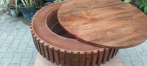 Custom-designed wooden coffee <b>table</b> with inlay patterns offering a luxurious statement piece for sophisticated homes - Product Image 4