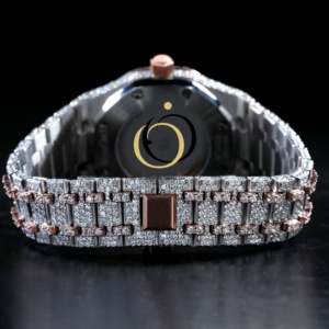 Reloj mecánico automático Iced Out Moissanite Tourbillon para hombre, reloj de pulsera de acero inoxidable de dos tonos - Product Image 4