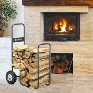 Carrello per Legna da Ardere da 220 Libbre con Ruote Grandi e Spazio di Stoccaggio Esterno, Facile da Spostare e Trasportare - Product Image 1
