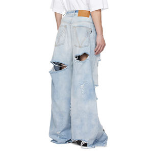 Manufacturer Direct Men's Wholesale Breathable Casual Dark Straight Solid Denim Jeans Embroidery for Summer Autumn Winter - Product Image 2