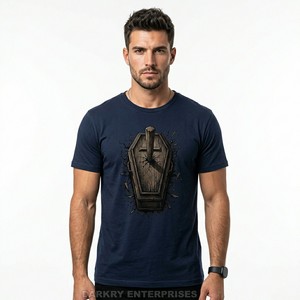 Camiseta Gráfica Gótica para Hombre 2026, 100% Algodón, Estilo Streetwear Negro, Impresión Personalizada, Estilo Vampiro - Product Image 6