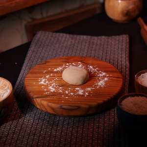 Smart Art Wood Carving Handmade Acacia Wood Chapati <b>Rolling</b> <b>Pin</b> and <b>Rolling</b> Board Round Shape Roti Chakla Belan For Kitchen Set - Product Image 3