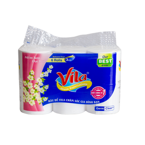 Papier toilette à forte absorption d'eau, sac en plastique, 2 plis, 6 rouleaux/sac, fabriqué à partir de 100% de pâte de bois vierge, sûr pour une utilisation quotidienne - Product Image 3