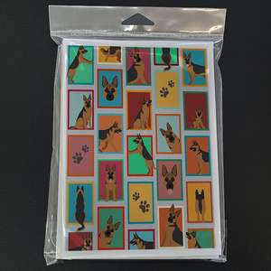 Whimsical A7 Tamaño 5x7 Tarjetas de nota en blanco Paquete de 8 tarjetas de felicitación de pastor alemán con sobres - Product Image 3