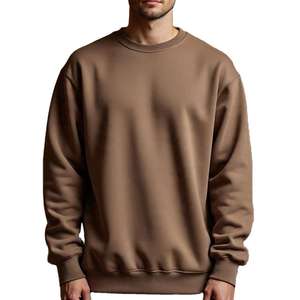 Men's <b>Brown</b> Crew Neck Sweatshirt Oversized Fit Cotton French Terry Casual Autumn Wear - Product Image 5