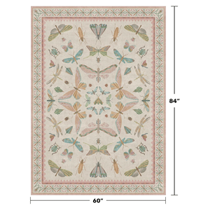 Tappeto Boho Rosa Chiaro 5x7FT per Cameretta e Soggiorno, Lavabile con Stampa di Insetti Naturali per Arredamento Casa - Product Image 3