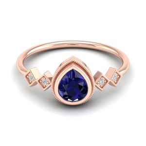 Anillos de compromiso REYES con delicada piedra de zafiro azul, anillos de boda de plata de ley 925 con moissanita para mujer, regalos de aniversario - Product Image 1