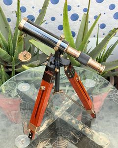 Telescopio Náutico Vintage de Latón con Trípode de Madera, Monocular Antiguo, Telescopio Decorativo, Regalo Marítimo - Product Image 2