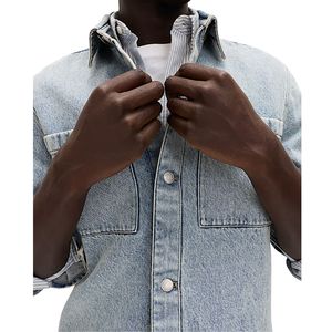 Veste en jean de style utilitaire pour homme, légère, décontractée et tendance - Product Image 1